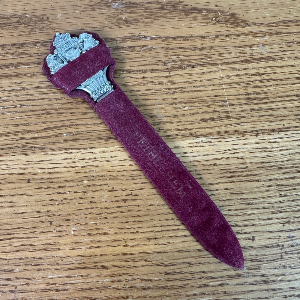 Vintage TBN Trinity Broadcasting Network Letter Opener Bethlehem Velvet Sheath
